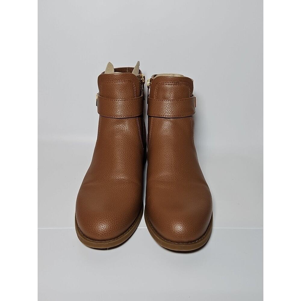 Michael Kors Jilly Faux Pebbled Leather Ankle Boot Brown 7.5